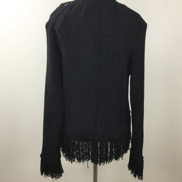 NWT Zara Studio Black Metallic Fringe Cardigan s - Picture 5 of 9
